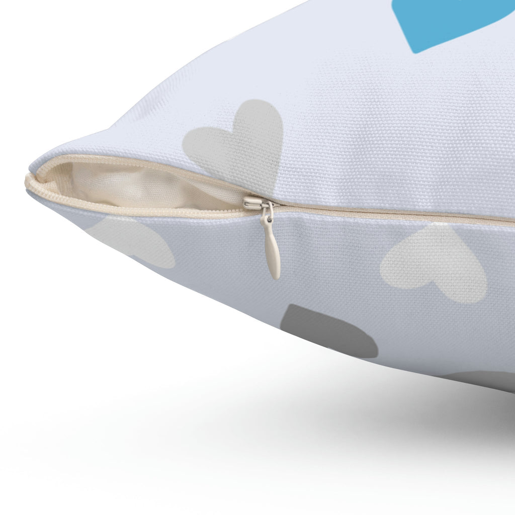 Little Blue Hearts Square Pillow Home Decor Pink Sweetheart