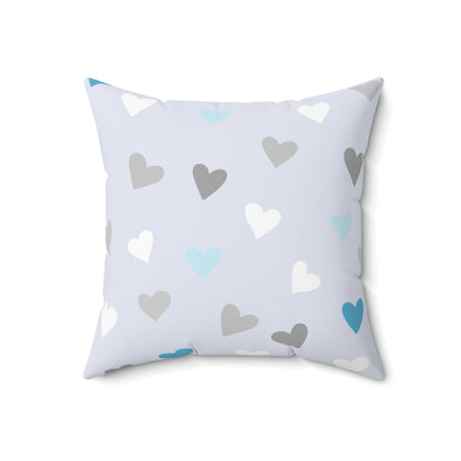 Little Blue Hearts Square Pillow Home Decor Pink Sweetheart