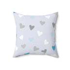 Little Blue Hearts Square Pillow Home Decor Pink Sweetheart
