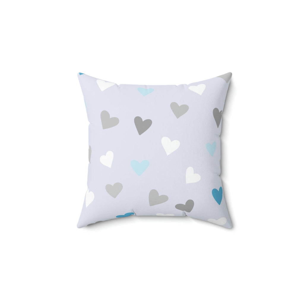 Little Blue Hearts Square Pillow Home Decor Pink Sweetheart