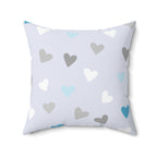 Little Blue Hearts Square Pillow Home Decor Pink Sweetheart