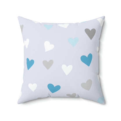 Little Blue Hearts Square Pillow Home Decor Pink Sweetheart