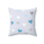 Little Blue Hearts Square Pillow Home Decor Pink Sweetheart