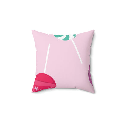 Lollipop Candy Sucker Square Pillow Home Decor Pink Sweetheart