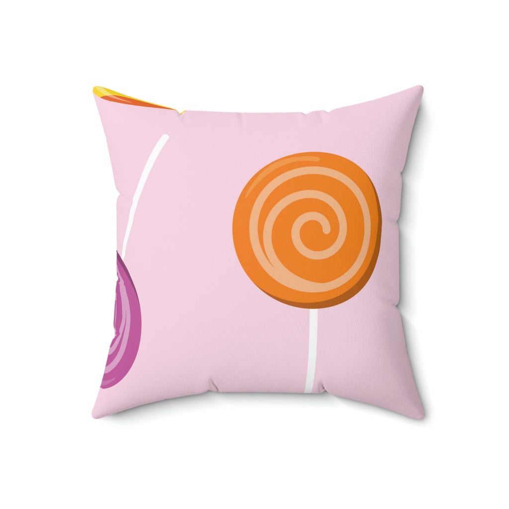 Lollipop Candy Sucker Square Pillow Home Decor Pink Sweetheart