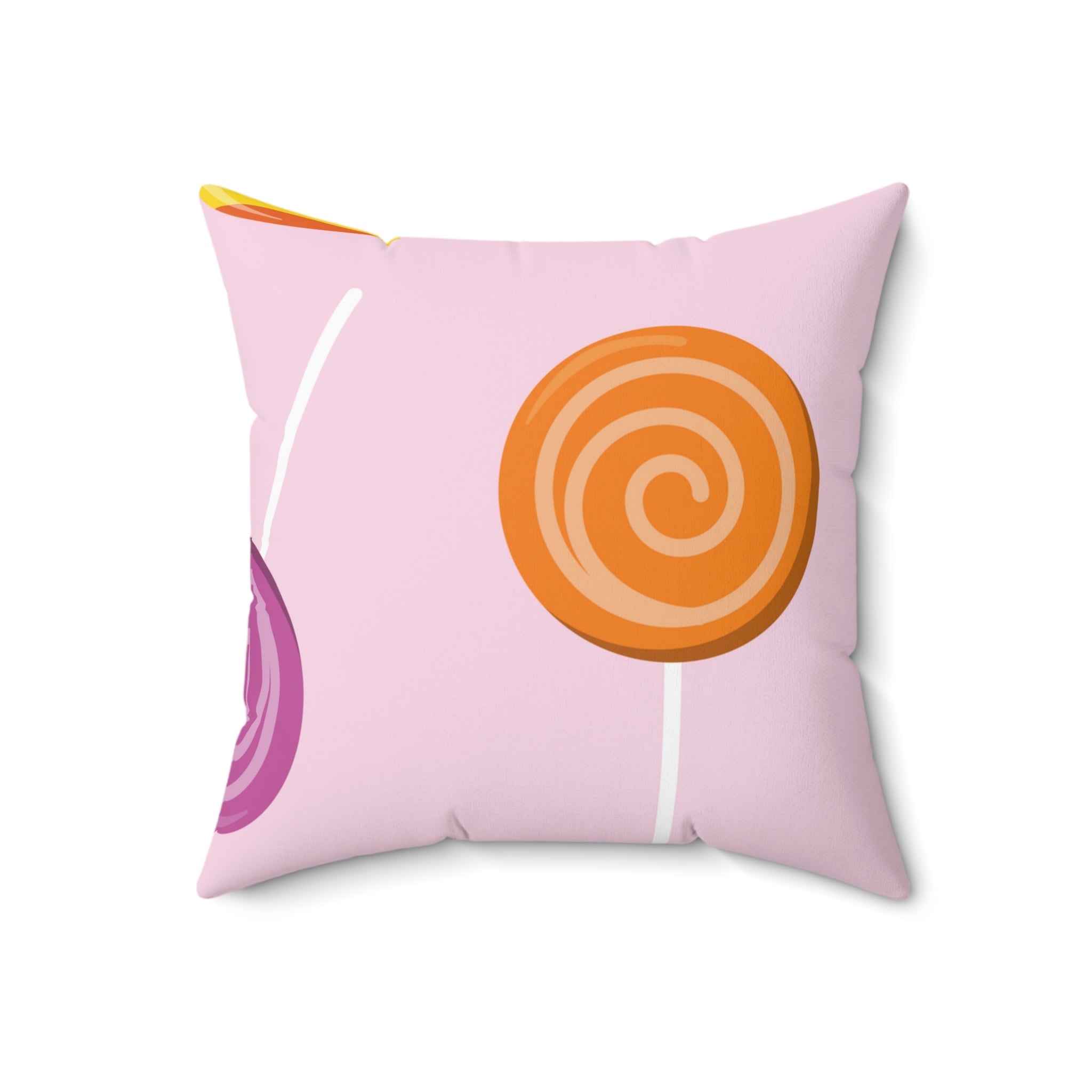 Lollipop Candy Sucker Square Pillow Home Decor Pink Sweetheart