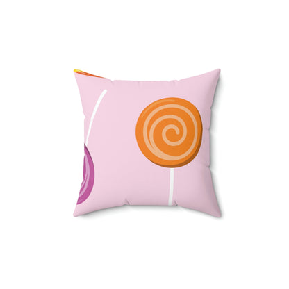 Lollipop Candy Sucker Square Pillow Home Decor Pink Sweetheart