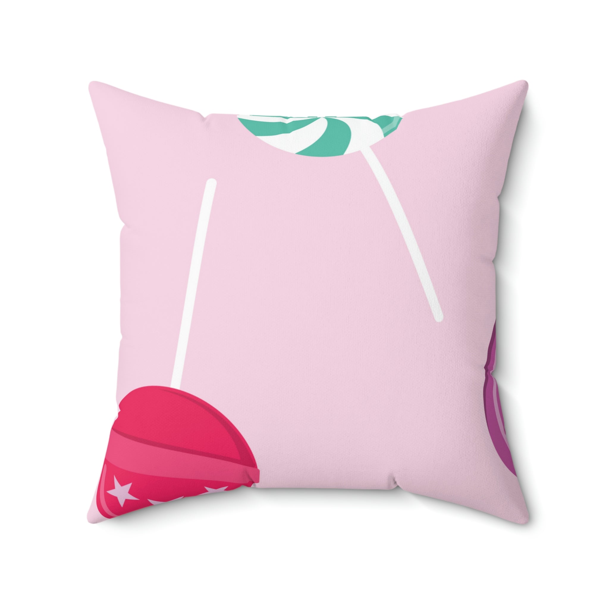 Lollipop Candy Sucker Square Pillow Home Decor Pink Sweetheart