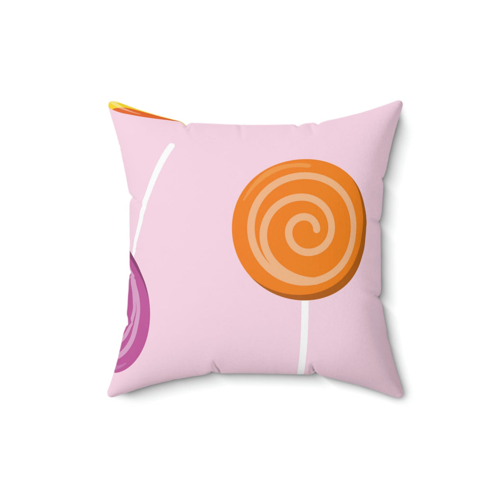 Lollipop Candy Sucker Square Pillow Home Decor Pink Sweetheart