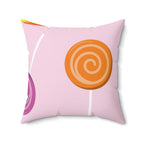 Lollipop Candy Sucker Square Pillow Home Decor Pink Sweetheart