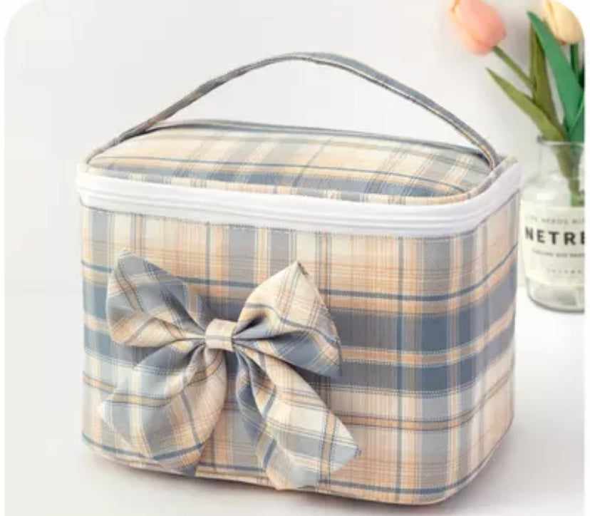 Madras Plaid Cosmetic Makeup Bag Cosmetic & Toiletry Bags Pink Sweetheart