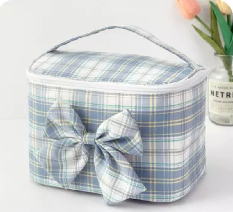Madras Plaid Cosmetic Makeup Bag Cosmetic & Toiletry Bags Pink Sweetheart