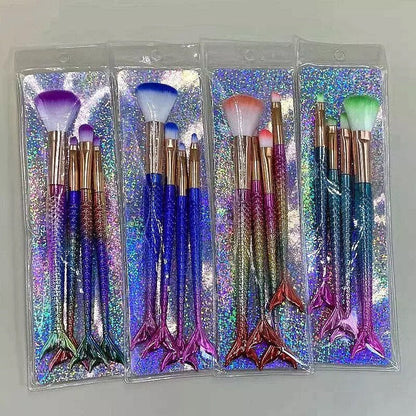 Metallic Mermaid Gradient Makeup Brush Set Makeup Brushes Pink Sweetheart