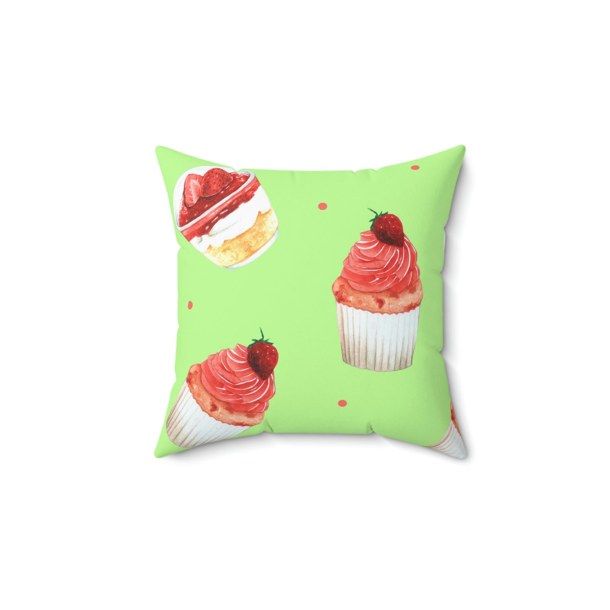 Mini Starwberry Shortcakes Square Pillow Home Decor Pink Sweetheart