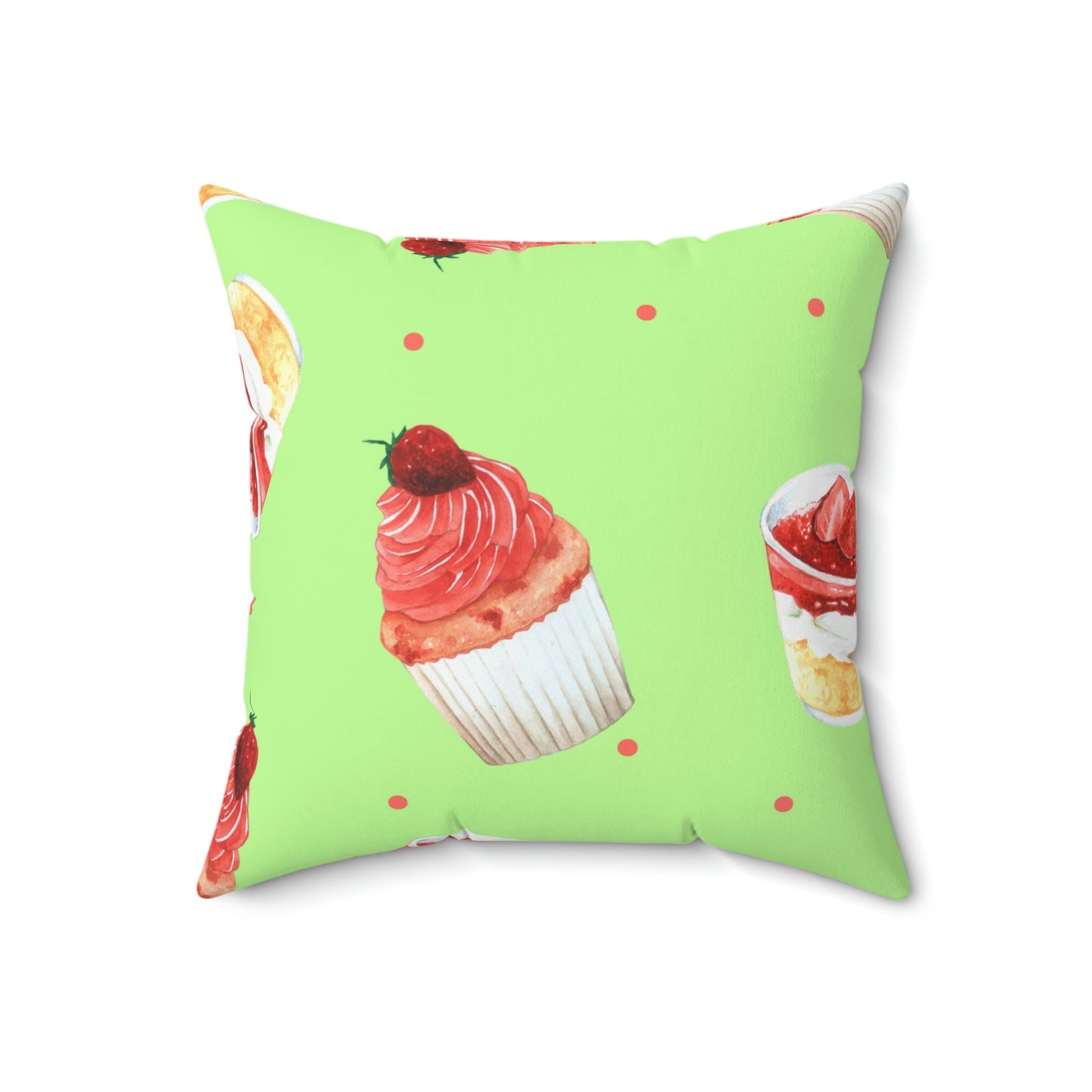Mini Starwberry Shortcakes Square Pillow Home Decor Pink Sweetheart