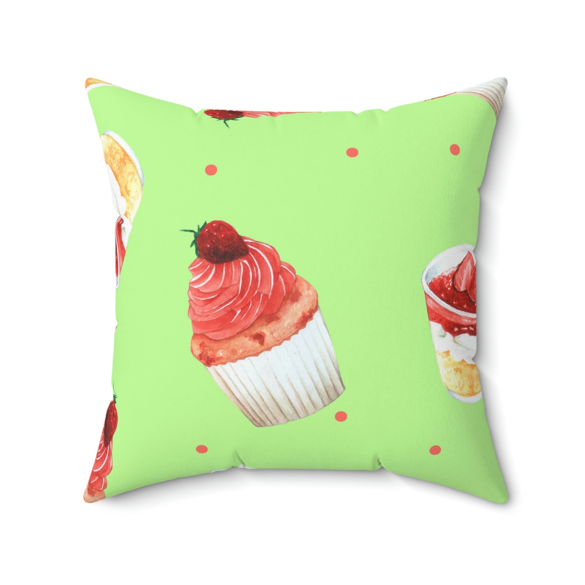 Mini Starwberry Shortcakes Square Pillow Home Decor Pink Sweetheart