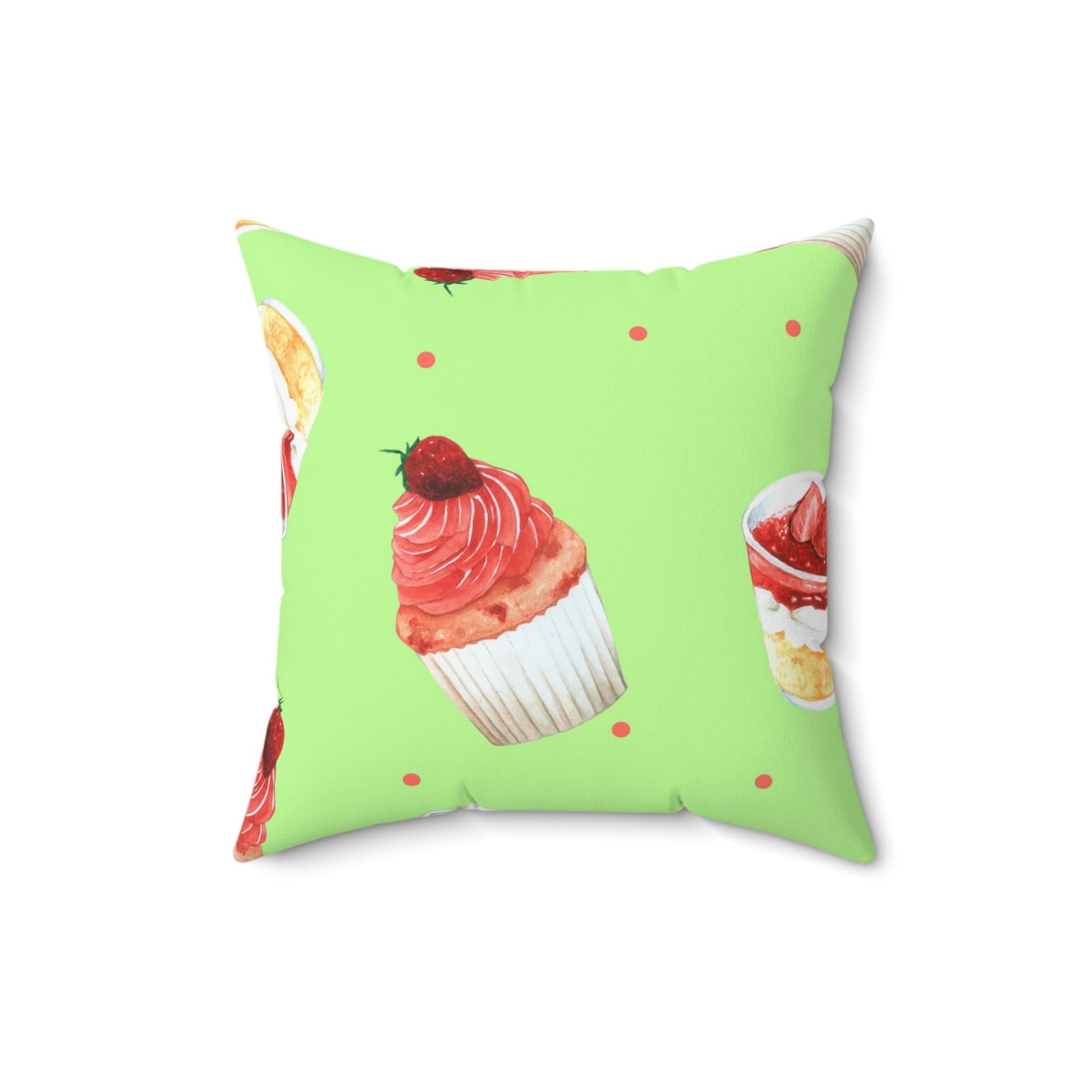 Mini Starwberry Shortcakes Square Pillow Home Decor Pink Sweetheart