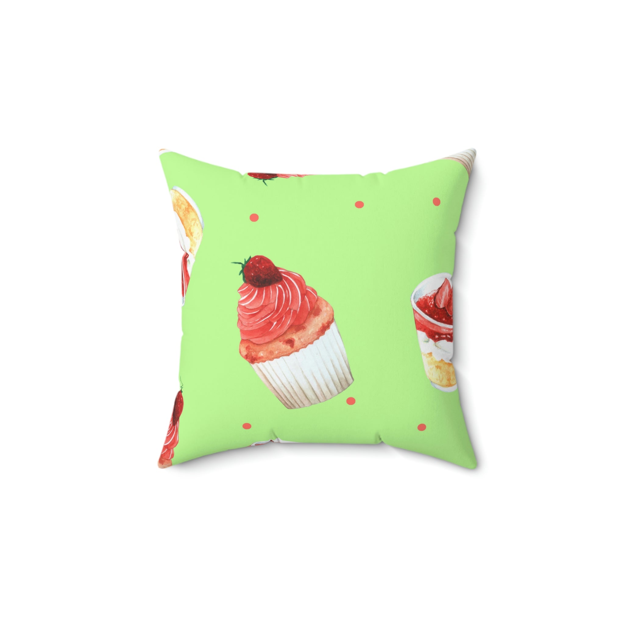 Mini Starwberry Shortcakes Square Pillow Home Decor Pink Sweetheart