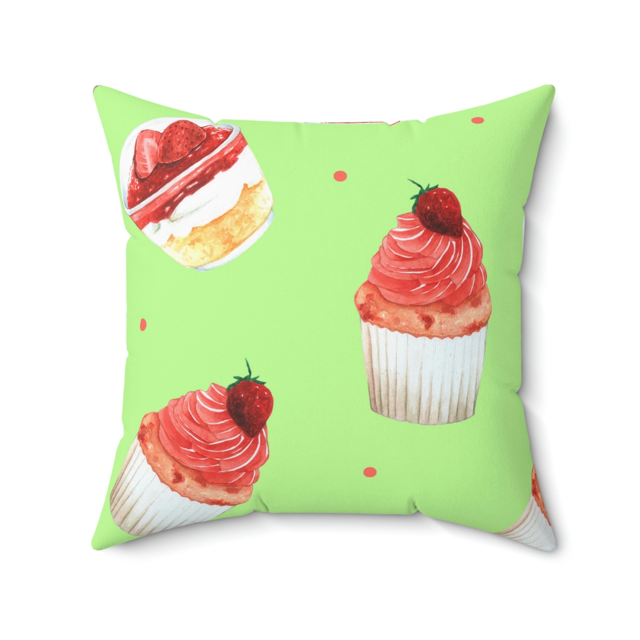 Mini Starwberry Shortcakes Square Pillow Home Decor Pink Sweetheart