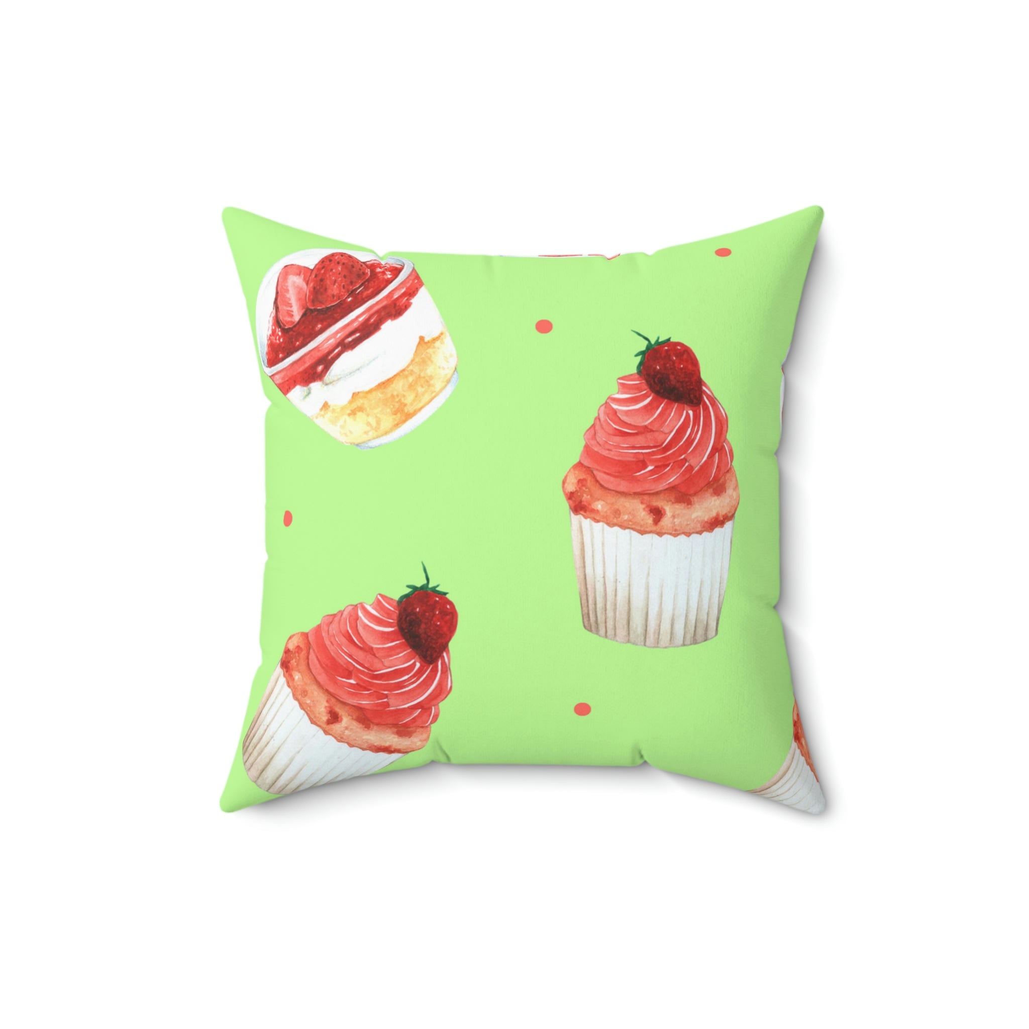 Mini Starwberry Shortcakes Square Pillow Home Decor Pink Sweetheart
