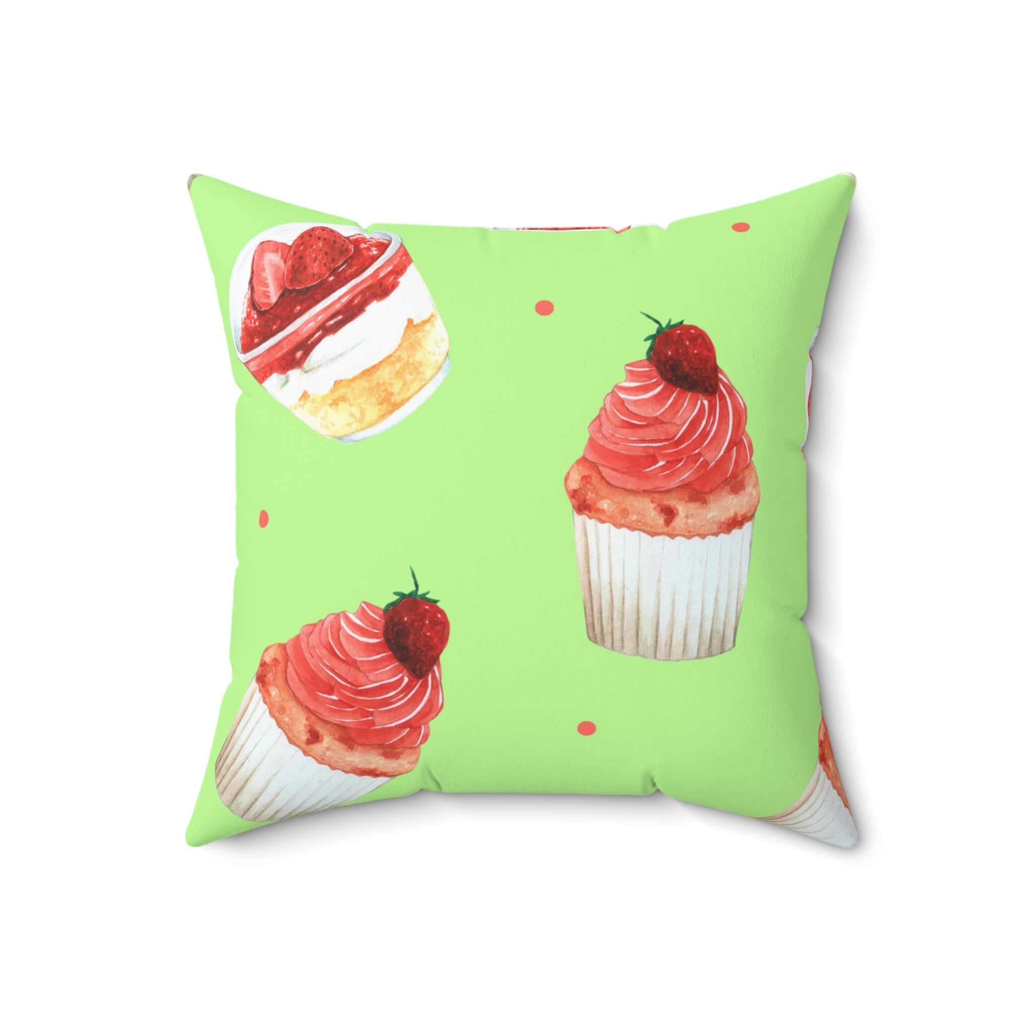 Mini Starwberry Shortcakes Square Pillow Home Decor Pink Sweetheart