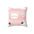 Nap Time Kitty Square Pillow Home Decor Pink Sweetheart