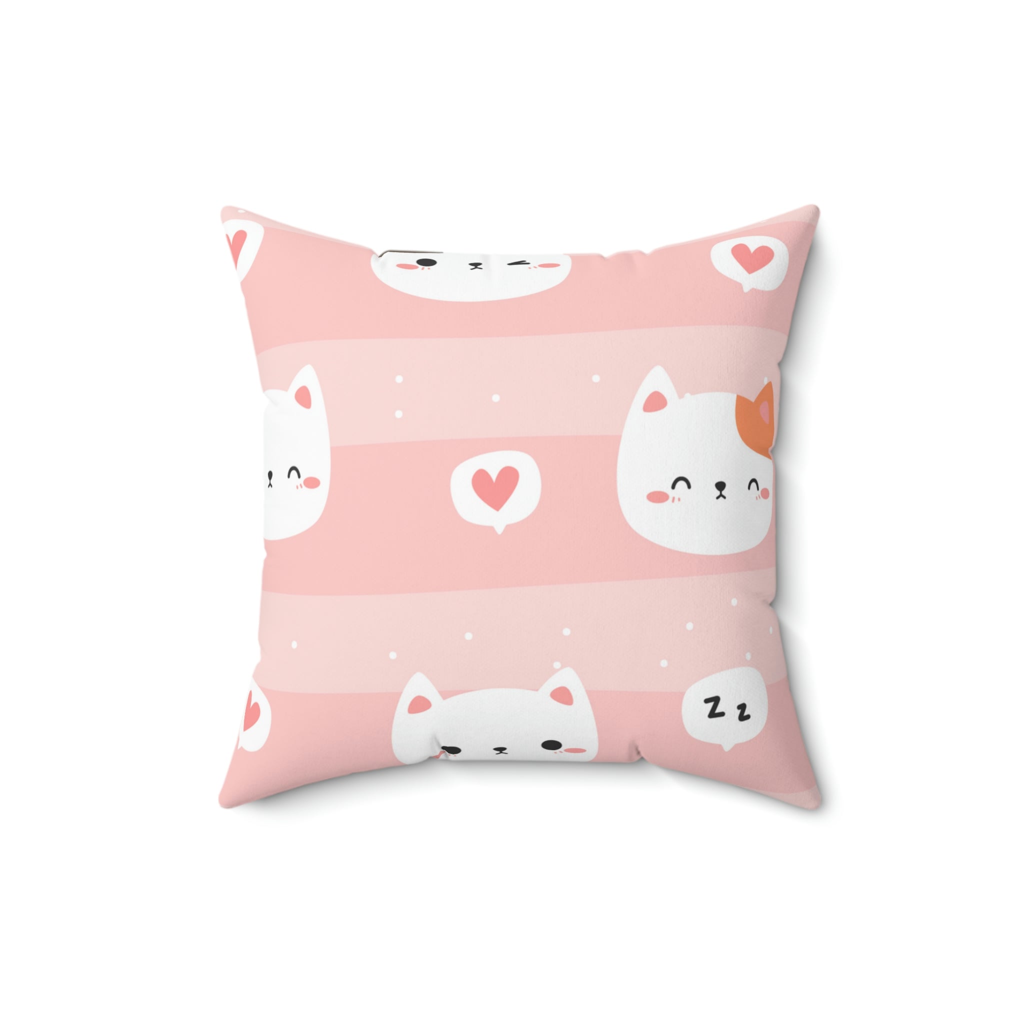 Nap Time Kitty Square Pillow Home Decor Pink Sweetheart