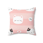 Nap Time Kitty Square Pillow Home Decor Pink Sweetheart