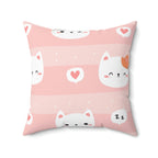 Nap Time Kitty Square Pillow Home Decor Pink Sweetheart
