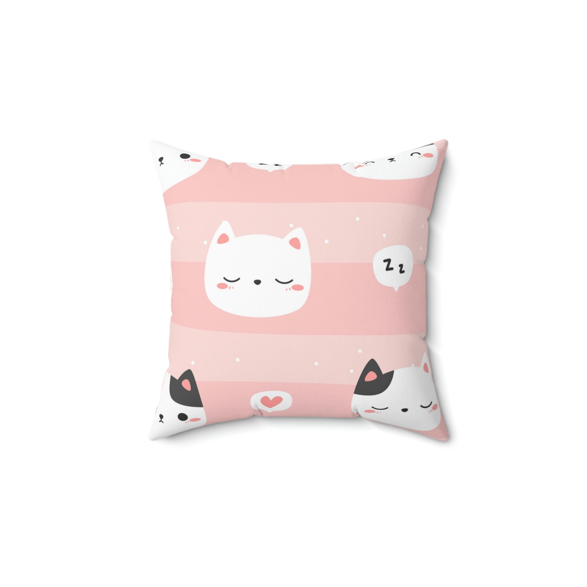 Nap Time Kitty Square Pillow Home Decor Pink Sweetheart