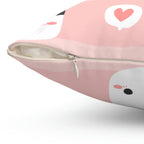 Nap Time Kitty Square Pillow Home Decor Pink Sweetheart