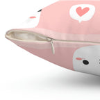 Nap Time Kitty Square Pillow Home Decor Pink Sweetheart