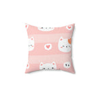 Nap Time Kitty Square Pillow Home Decor Pink Sweetheart