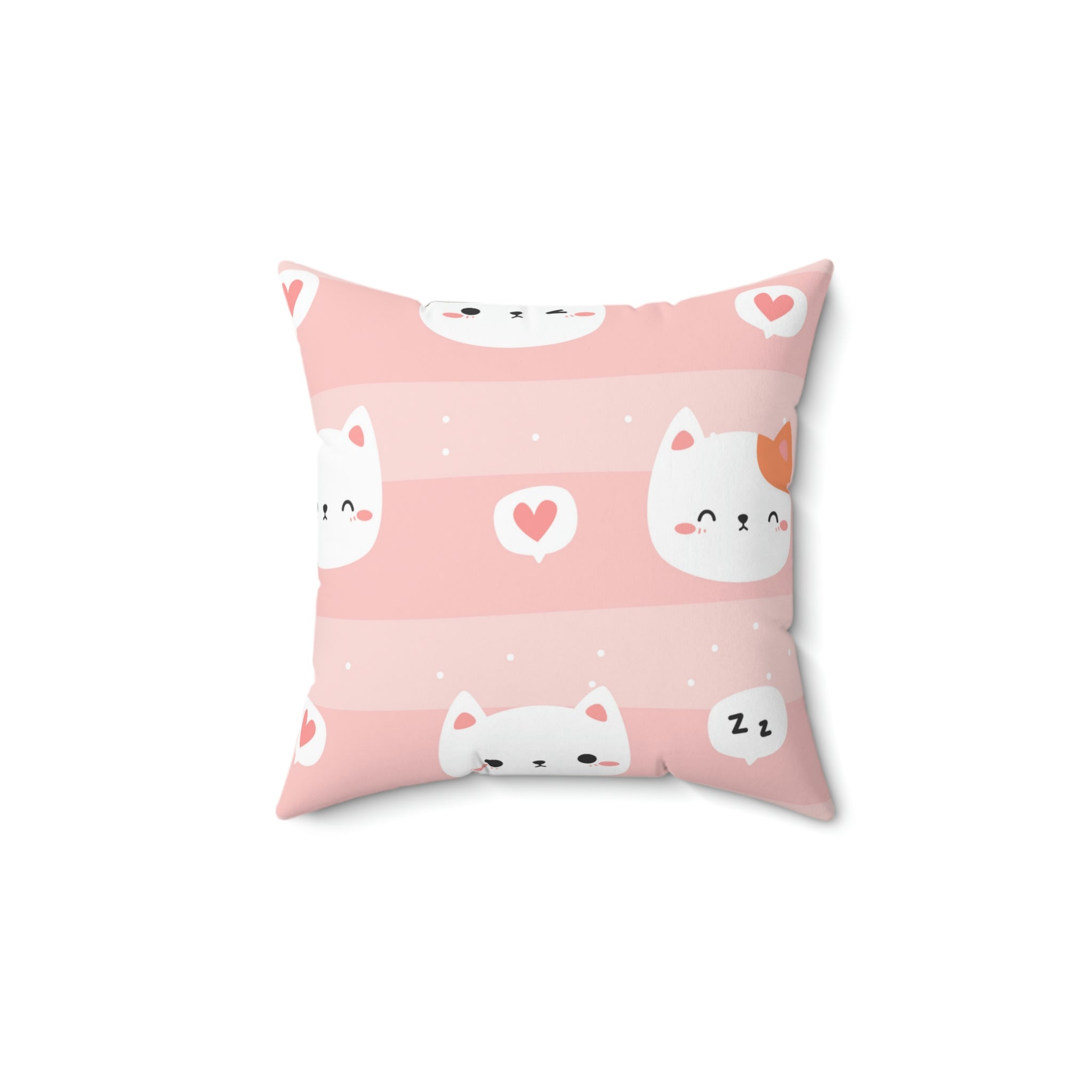 Nap Time Kitty Square Pillow Home Decor Pink Sweetheart
