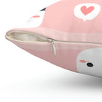 Nap Time Kitty Square Pillow Home Decor Pink Sweetheart