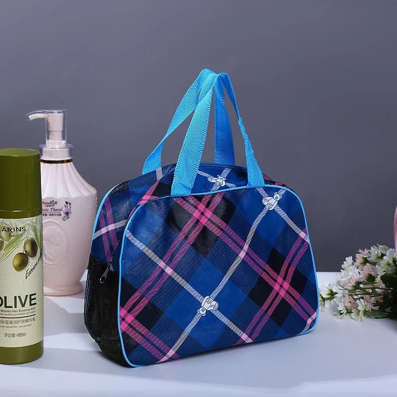 Paisley Gingham Plaid Cosmetic Makeup Bag Cosmetic & Toiletry Bags Pink Sweetheart