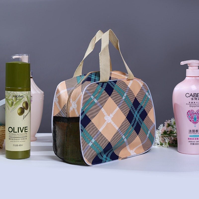 Paisley Gingham Plaid Cosmetic Makeup Bag Cosmetic & Toiletry Bags Pink Sweetheart