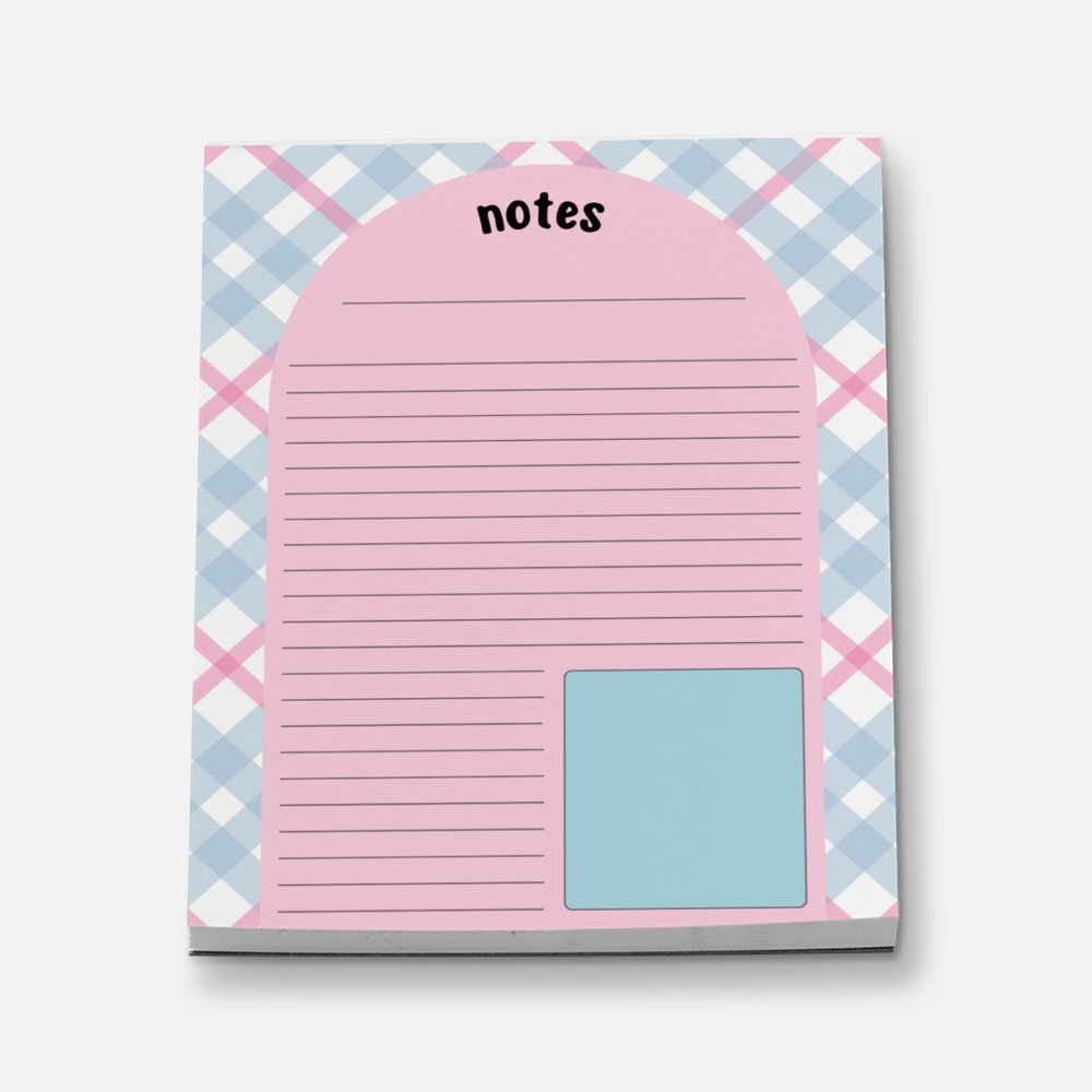 Pastel Gingham Mini Stationery Notepad Notebooks & Notepads Pink Sweetheart