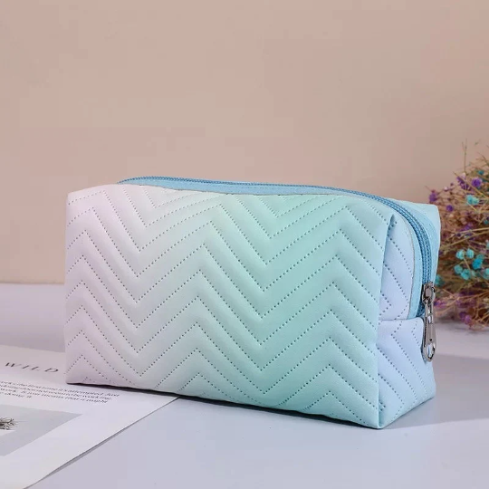Pastel Gradient Chevron Cosmetic Makeup Bag Cosmetic & Toiletry Bags Pink Sweetheart
