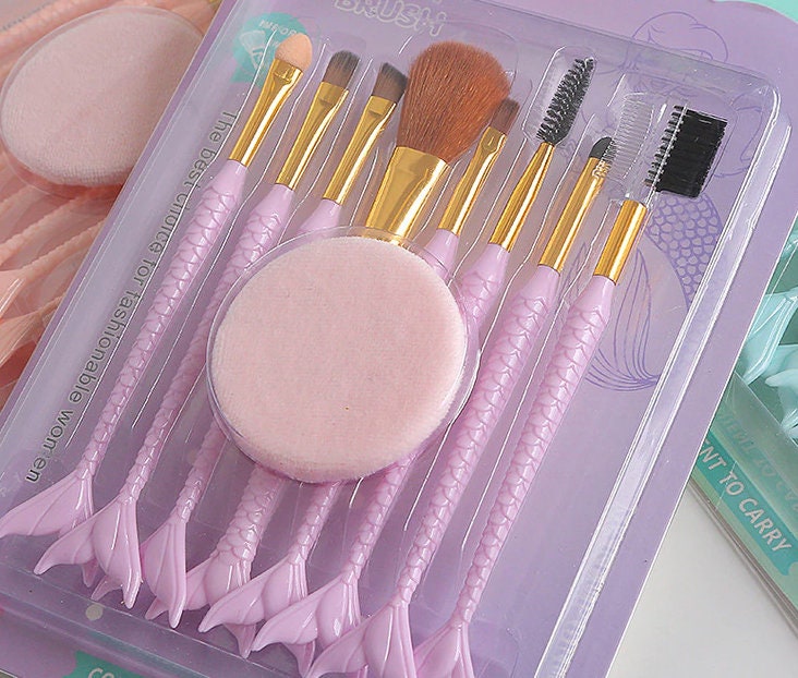 Pastel Mermaid Makeup Brush Set Makeup Brushes Pink Sweetheart