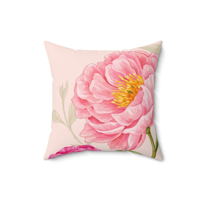 Pink Blooming Peony Square Pillow Home Decor Pink Sweetheart