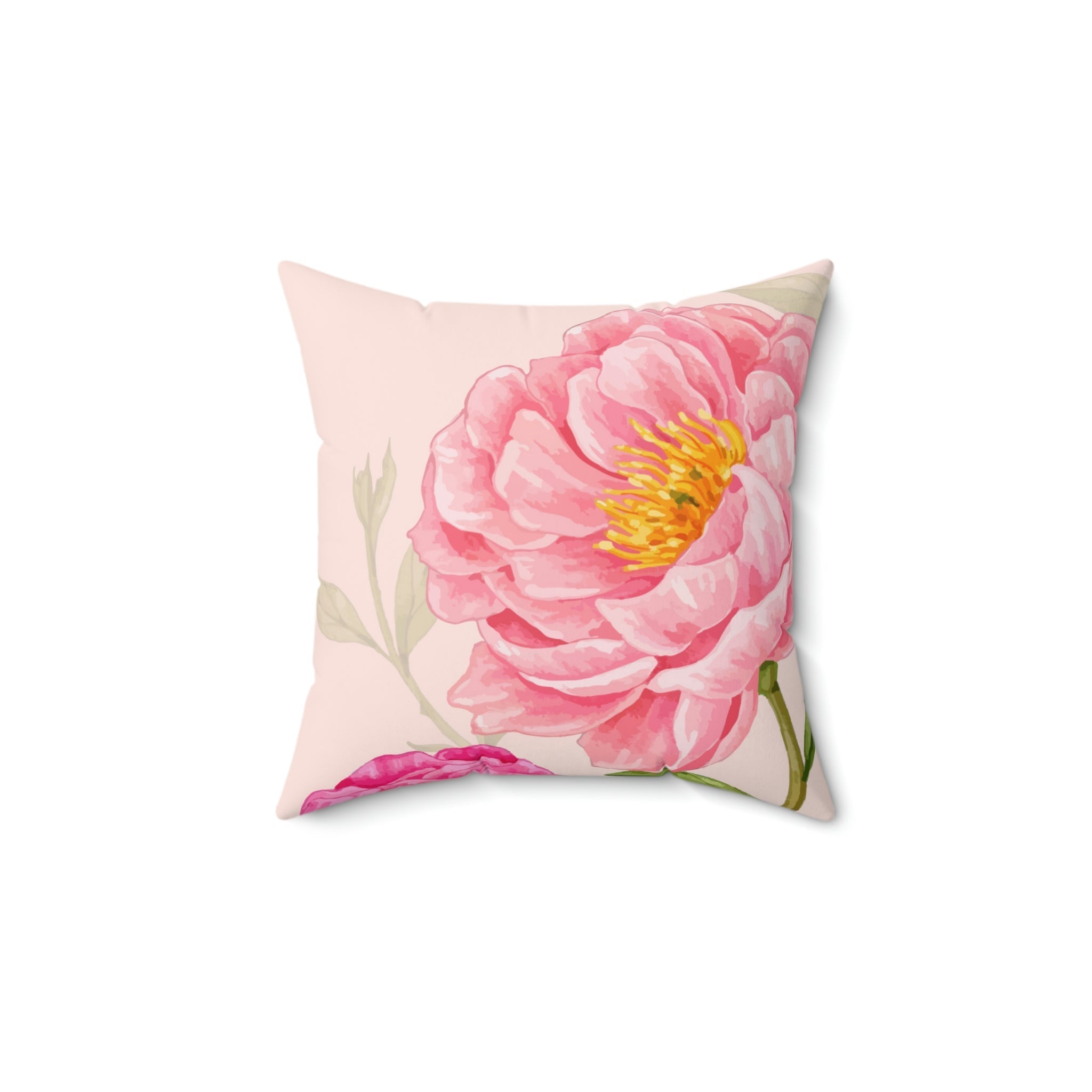 Pink Blooming Peony Square Pillow Home Decor Pink Sweetheart