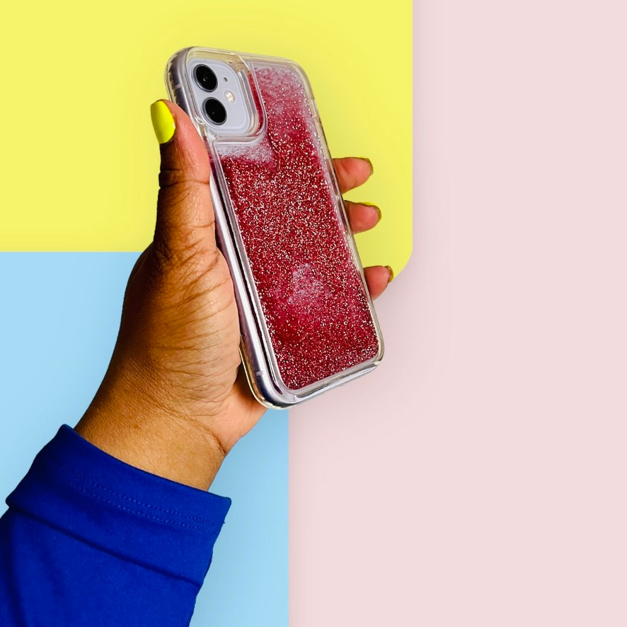 Pink Glitter Liquid iPhone 11 Phone Case PREOWNED  Pink Sweetheart