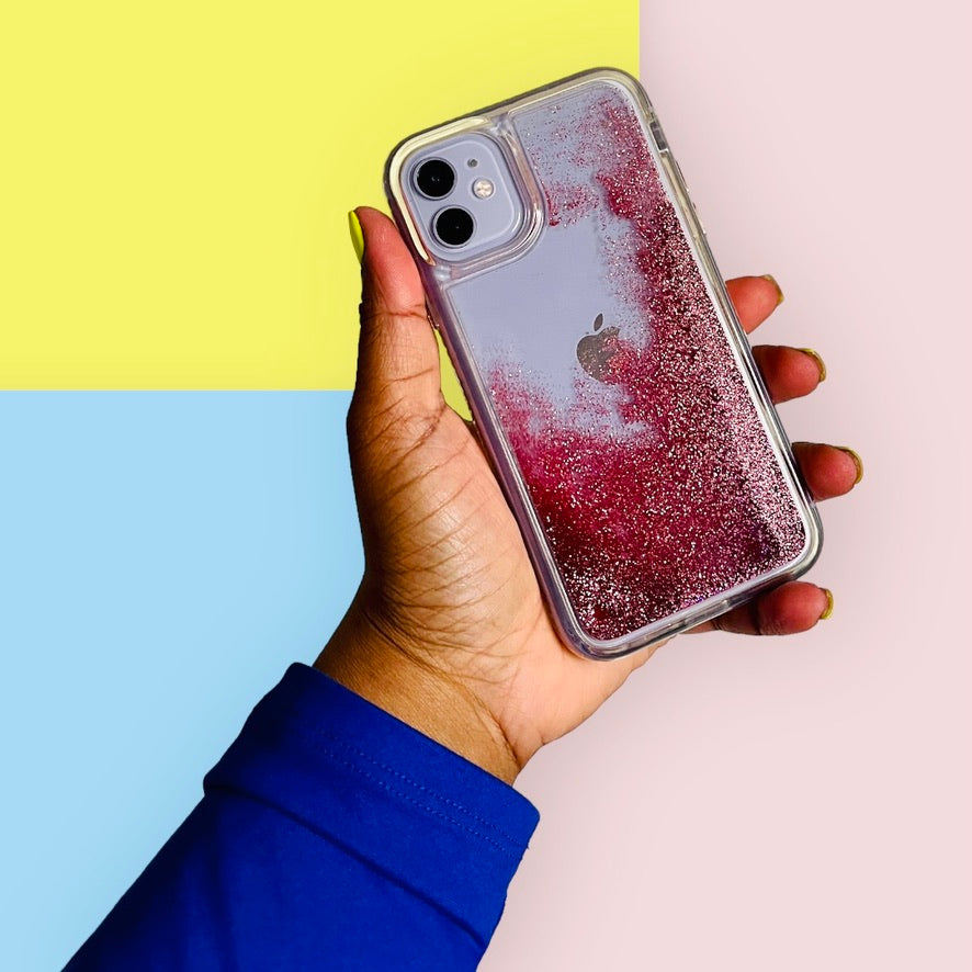 Pink Glitter Liquid iPhone 11 Phone Case PREOWNED  Pink Sweetheart