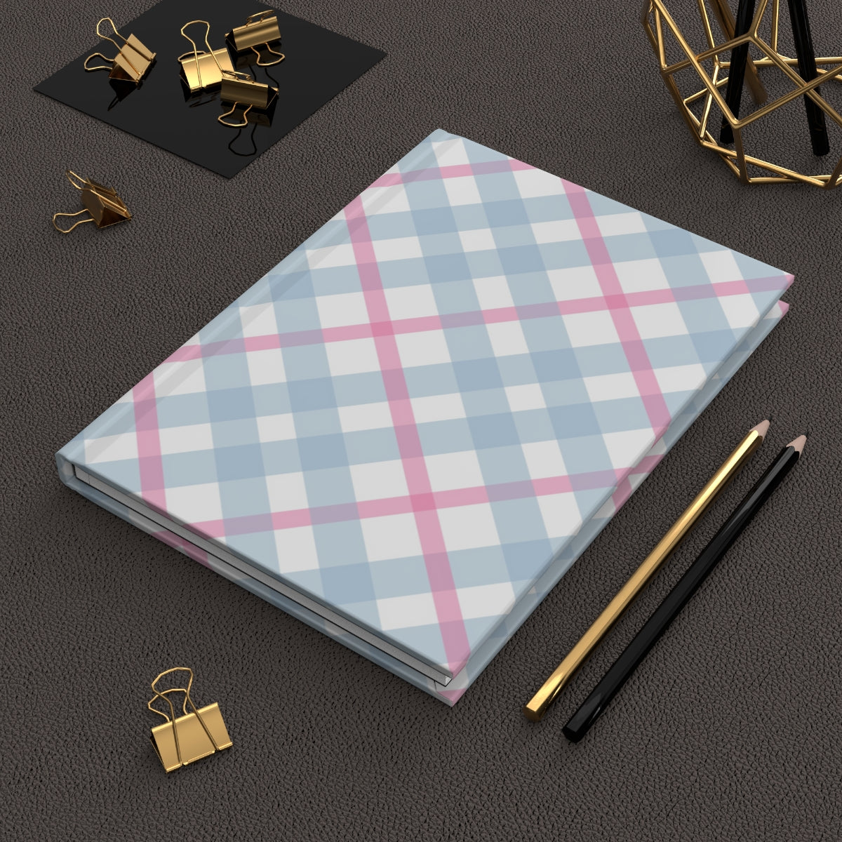 Plaid Gingham Hardcover Matte Journal Paper products Pink Sweetheart