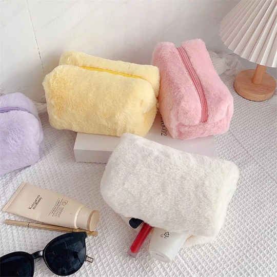 Makeup Bag Terrycloth Towelling Quilted Cosmetics Bag Teddy Pink Toiletry  Travel Bag -  Finland