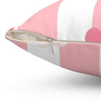 Posh Stripes with Hearts Square Pillow Home Decor Pink Sweetheart