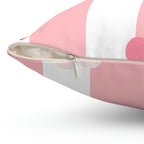 Posh Stripes with Hearts Square Pillow Home Decor Pink Sweetheart