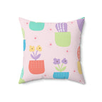 Precious Potted Plants Square Pillow Home Decor Pink Sweetheart