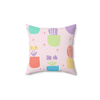 Precious Potted Plants Square Pillow Home Decor Pink Sweetheart